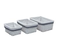 VidaXL 3 Piece Nesting Basket Set White Willow, White