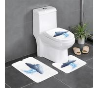3-Piece Bathroom Anti-Slip Mat Set - 24x16in WHJDPP Deafening Thunder and Lightning Printed Rectangular, U-Shaped & O-Shaped Rugs for Toilet, Vanity & Bath