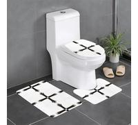 3-Piece Bathroom Anti-Slip Mat Set - 24x16in WHJDPP Eyes Behind The Cross Printed Rectangular, U-Shaped & O-Shaped Rugs for Toilet, Vanity & Bath
