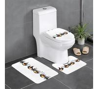 3-Piece Bathroom Anti-Slip Mat Set - 24x16in WHJDPP Flame Feather Eyes Printed Rectangular, U-Shaped & O-Shaped Rugs for Toilet, Vanity & Bath