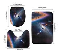 3-Piece Bathroom Anti-Slip Mat Set - 24x16in WHJSHOP A Fascinating Universe Picture Rectangular, U-Shaped & O-Shaped Rugs for Toilet, Vanity & Bath