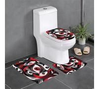 3-Piece Bathroom Anti-Slip Mat Set - 24x16in WHJSHOP Abstract Eyes Picture Rectangular, U-Shaped & O-Shaped Rugs for Toilet, Vanity & Bath