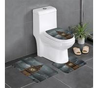 3-Piece Bathroom Anti-Slip Mat Set - 24x16in WHJSHOP Big Ben Picture Rectangular, U-Shaped & O-Shaped Rugs for Toilet, Vanity & Bath