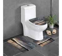 3-Piece Bathroom Anti-Slip Mat Set - 24x16in WHJSHOP Loch Lomond Picture Rectangular, U-Shaped & O-Shaped Rugs for Toilet, Vanity & Bath