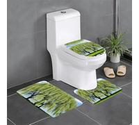 3-Piece Bathroom Anti-Slip Mat Set - 24x16in WHJSHOP Willow Tree Picture Rectangular, U-Shaped & O-Shaped Rugs for Toilet, Vanity & Bath