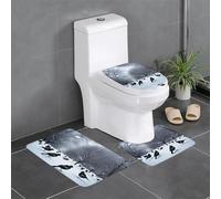 3-Piece Bathroom Anti-Slip Mat Set - 24x16in WHJSSF Birds in The Park on a Snowy Day Pattern Rectangular, U-Shaped & O-Shaped Rugs for Toilet, Vanity & Bath