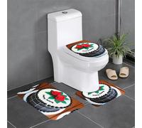 3-Piece Bathroom Anti-Slip Mat Set - 24x16in WHJSSF Delicious Cakes Pattern Rectangular, U-Shaped & O-Shaped Rugs for Toilet, Vanity & Bath