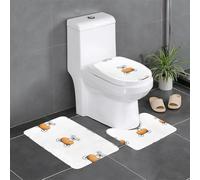 3-Piece Bathroom Anti-Slip Mat Set - 24x16in WHJSSF Koala on The Pumpkin Carriage Pattern Rectangular, U-Shaped & O-Shaped Rugs for Toilet, Vanity & Bath