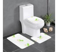 3-Piece Bathroom Anti-Slip Mat Set - 24x16in WHJSSF Little Dinosaur in The Cradle Pattern Rectangular, U-Shaped & O-Shaped Rugs for Toilet, Vanity & Bath