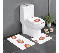 3-Piece Bathroom Anti-Slip Mat Set - 24x16in WHJSSF Little Duck on The Swimming Ring Pattern Rectangular, U-Shaped & O-Shaped Rugs for Toilet, Vanity & Bath
