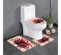 3-Piece Bathroom Anti-Slip Mat Set - 24x16in YYHWHJDE Cute Little red Spider Prints Rectangular, U-Shaped & O-Shaped Rugs for Toilet, Vanity & Bath