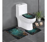 3-Piece Bathroom Anti-Slip Mat Set - 24x16in YYHWHJDE Starlight Forest Elephant Prints Rectangular, U-Shaped & O-Shaped Rugs for Toilet, Vanity & Bath
