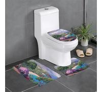 3-Piece Bathroom Anti-Slip Mat Set - 24x16in YYHWHJDE Watching The Sea Prints Rectangular, U-Shaped & O-Shaped Rugs for Toilet, Vanity & Bath