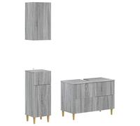 3 Piece Bathroom Cabinet Set with Drawer EDE Engineered Wood Cabinets vidaXL