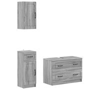 3 Piece Bathroom Cabinet Set with Drawer EDE Engineered Wood Cabinets vidaXL