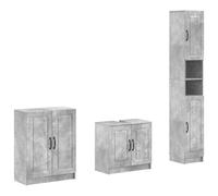 3 Piece Bathroom Cabinet Set with Shelf EDE Engineered Wood Furniture vidaXL