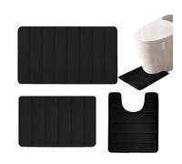 3 Piece Bathroom Mat Absorbent WC Toilet Rug Non-Slip U Shape Bath Mat Set Toilet Pedestal Striped Floor Entrance Carpet For Restaurants Gyms Hair Salons Homes
