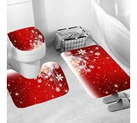 3-Piece Bathroom Rug Set, Non-Slip Memory Foam Mat & Toilet Lid Cover, U-Shaped Contour, Super Absorbent, Anti-Mould, Quick-Dry, Machine Washable 45X75Cm Red