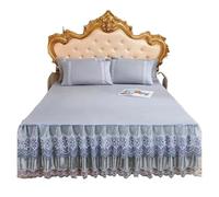 3 Piece bedding Bed Sheet Set Flounce Ruffled Bedspread 45cm Lace Skirt Anti-skid 1.5m Cover for Bedroom Décor(Color 20,150x200cm bed skirt)