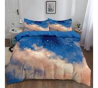 3 Piece Bedding Set - Duvet Cover Double 200 x 200 cm Microfiber, Ultrasoft Duvet Cover Set Non Iron Bedding Sets With Zipper Closure with 2 PillowcasesBlueSurreal Starry Sky