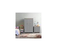 3 Piece Bedroom Set 3 Door Wardrobe 4 Drawer Chest 1 Drawer Bedside Table Light Grey