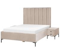 Bedroom Set Velvet SEZANNE 140 x 200 cm (EU Double) Taupe