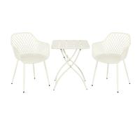 3-Piece Bistro Garden Set, Lattice Armchairs & Folding Table, Outdoor Dining