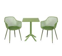 3-Piece Bistro Garden Set, Lattice Armchairs & Square Table, Outdoor Dining