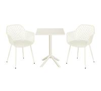 3-Piece Bistro Garden Set, Lattice Armchairs & Square Table, Outdoor Dining