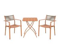 3-Piece Bistro Garden Set, Rope-Back Armchairs & Folding Table, Outdoor Dining