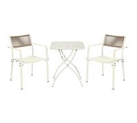 3-Piece Bistro Garden Set, Rope-Back Armchairs & Folding Table, Outdoor Dining