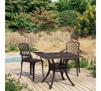 Bistro Set Bronze Cast Aluminium 2 Chairs 1 Table Chair61x60x93cm Tbl90x90x73cm