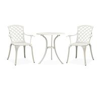 vidaXL 3 Piece Bistro Set Cast Aluminium White, White