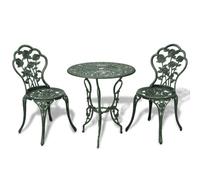 3-piece bistro set, cast aluminum, green