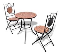 3 Piece Bistro Set Ceramic Tile Terracotta Berkfield Home Brown One Size