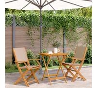 vidaXL 3 Piece Bistro Set Taupe Fabric and Solid Wood, Brown