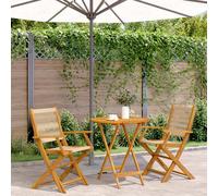 vidaXL Bistro Set 3 Piece Outdoor Bar Set Beige Polypropylene and Solid Wood