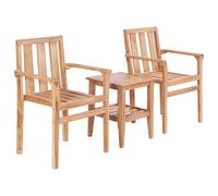 Bistro Set Table and Chairs Dining 3 Piece Solid Teak vidaXL