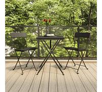 3-Piece Black Poly Rattan Folding Bistro Set - Stylish Small Table & High Back Chairs for Indoor/Outdoor Use - Perfect Garden Deck Balcony & Patio Furniture