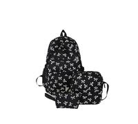 3-Piece Bow Backpack Set for Girls, Preppy Daypack & Shoulder Bag Handbags, Kawaii School Bags Floral Preppy Backpack, Kawaii Bow Nylon Rucksack, For Teen, College, Primary and Secondary (Black)