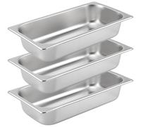 3-Piece Bowl for Breading 32.5 x 17.5 x 6.5 cm Stainless Steel Metal Breading Tray, Rectangular Breading Set, Stainless Steel Shredder Breading Station, Breading Station, 3-Piece Set