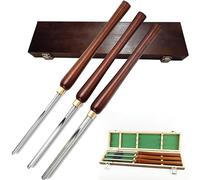 3-Piece Bowl Gouge Set for Wood Lathe Turning - High-Speed Steel Tools with Storage Box for Precision Woodworking