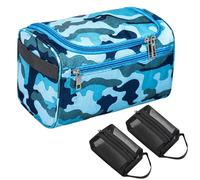 3-Piece Boys Wash Bag Set, Complete One Big Toiletry Bag Men and Two Small Wash Bags for Travel and Sports, with Handle and Zipper for School, Gym or Holidays