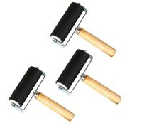 3-Piece Brayer Roller Set for Lino Printing, Professional Block Printing Tools with Wooden Handle, Multi-Size Ink Rollers for Art Projects and Crafting