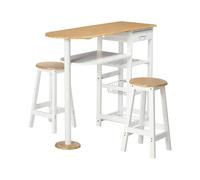 3 Piece Breakfast Bar table and Stools with Storage Shelf