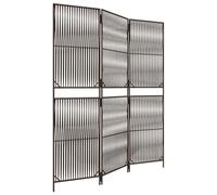 3-Piece Brown Poly Rattan Room Divider Foldable Freestanding with Steel Frame Privacy Screen for Living Room Bedroom Office Indoor Outdoor 147 x 180 cm