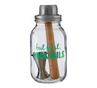 Orsina Clear Design 3 Piece But First Cocktails Jar, Professional Cocktail Jar For Bar, Complete Bar Accessory Jar