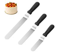 3-Piece Cake Spatula, Palette Knife Baking Set, Stainless Steel Icing Spatula, Pallet Knife for Cake Decorating, Frosting, and Pastry Smoothing, Professional Angled Offset Tools for Baking Lovers