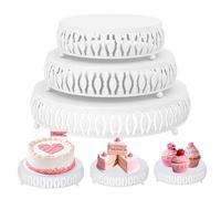 3-Piece Cake Stand Set, Round Metal Cake Stands, 8/10/12 Inch Dessert Cupcake Pastry Candy Display Plate, for Wedding, Event, Birthday Party,Event, Anniversary, Table Decoration (White)