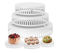 3-Piece Cake Stand Set Round Metal Cake Stands, Dessert Cupcake Pastry Candy Display Plate, Metal 12/10/8 Inch Cake Stands, for Wedding, Party, Birthday, Event, Anniversary, Table Decoration (White)